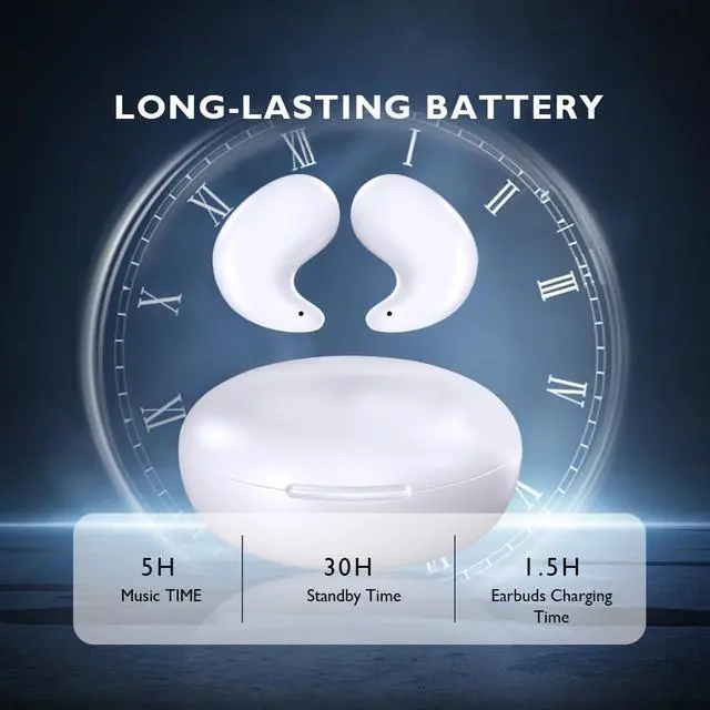 Alt view image 5 of 5 - Sleep Headphones Invisible Wireless Earbuds Bluetooth 5.3 Sleeping Ear Buds with LED Display Charging Case Mini Earphones for Side Sleepers Exercise Workout White