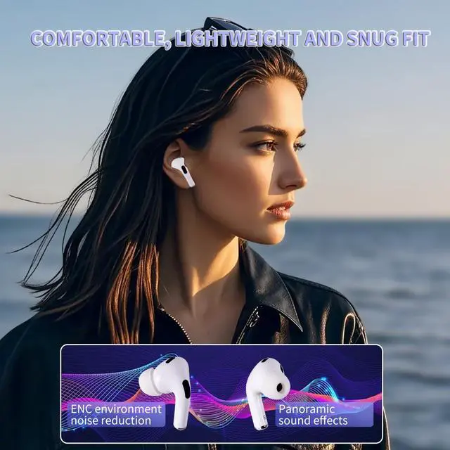Alt view image 2 of 5 - Wireless Earbuds Bluetooth 5.3 Headphones,Long Playtime Ear Buds with Mic Waterproof in Ear Earphones Charging Case with Multi Functions LED Full Color Touch Screen for Android iOS Phones Sport,White