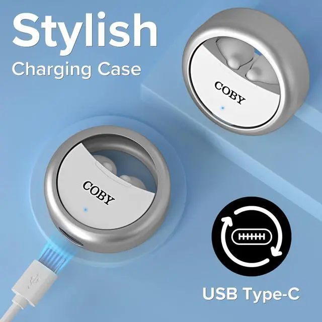 Alt view image 4 of 5 - COBY Spinning True Wireless Earbuds | Spinner Bluetooth Earbuds, 8HR Total Play | Sweat-Resistant In-Ear Bluetooth Headphones for Music, Calls, Voice Assistance |Noise Isolation, Rotating Case (White)