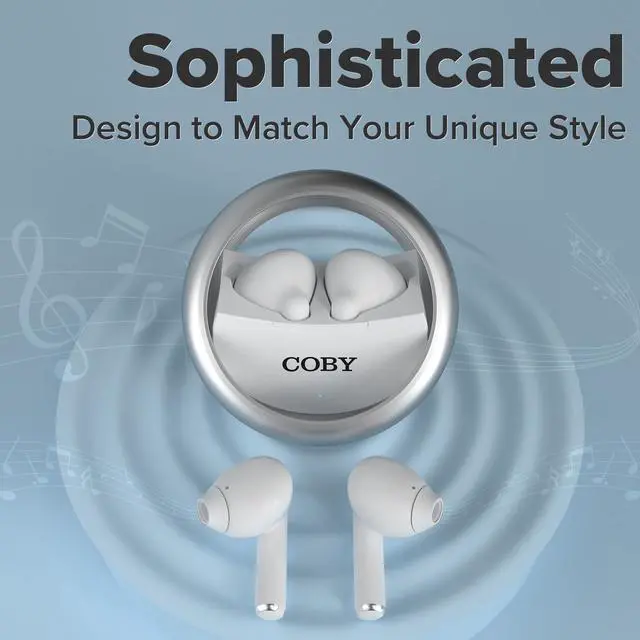 Alt view image 5 of 5 - COBY Spinning True Wireless Earbuds | Spinner Bluetooth Earbuds, 8HR Total Play | Sweat-Resistant In-Ear Bluetooth Headphones for Music, Calls, Voice Assistance |Noise Isolation, Rotating Case (White)