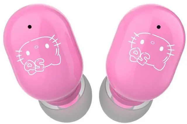 Alt view image 3 of 5 - Hello Kitty 50th Anniversary Wireless Bluetooth Earbuds with Rotating Charging Case | Built-in Mic, Hands-Free Calling, Pink Design for Kids & Fans | Flip Face Feature