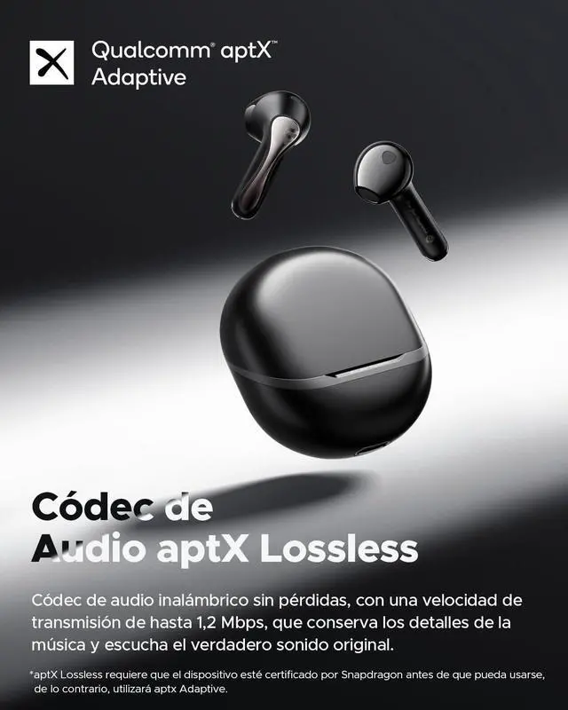 Alt view image 4 of 5 - SoundPEATS Semi in Ear Earbuds, Snapgragon Sound with aptx Adaptive Lossless and QCC3091, Bluetooth V5.4 Headphones, Built in 6 Mics, Playtime 30 Hrs, App Control