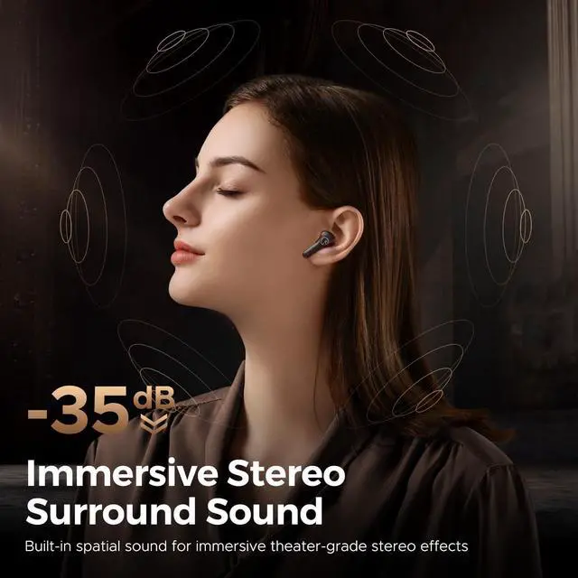 Alt view image 3 of 5 - SoundPEATS T3 Pro Wireless Earbuds, 12mm Drivers Bass Stereo in Ear Headphones, Bluetooth 5.4, 28Hrs Playtime, Call Noise Cancellation, IPX4 Waterproof Earphones for Kids, Sleep, Ebooks, Podcasts