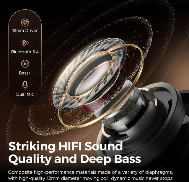 Alt view image 4 of 5 - SoundPEATS T3 Pro Wireless Earbuds, 12mm Drivers Bass Stereo in Ear Headphones, Bluetooth 5.4, 28Hrs Playtime, Call Noise Cancellation, IPX4 Waterproof Earphones for Kids, Sleep, Ebooks, Podcasts