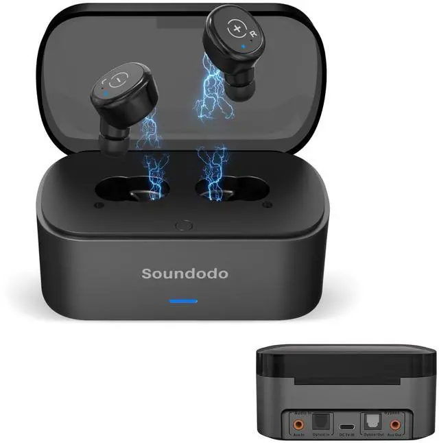 Main image of Soundodo Wireless Earbuds for Tv Listening Watching with Transmitter Charging Dock,2025 New TWS Ture Wireless Earbuds for tv with Transmitter Set,Optical,3.5mm AUX,RCA,Plug n Play,60ft Long Range