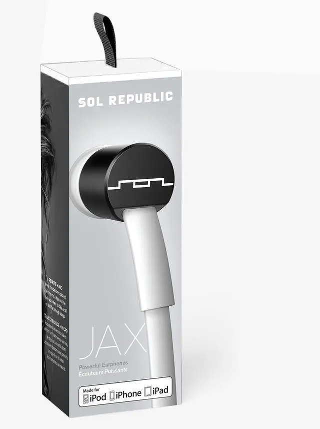 Alt view image 4 of 4 - SOL REPUBLIC Jax Wired 3-Button In-Ear Headphones, Apple Compatible, Tangle Free Cable, In-Ear Noise Isolation, 4 Ear Tip Sizes, Great For Calls, 1111-31 White