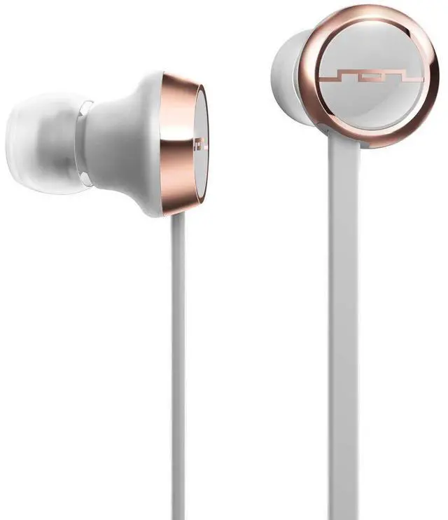 Alt view image 2 of 5 - Sol Republic Shadow Bluetooth Wireless Noise Cancelling Neckband Headphones, Grey/Rose Gold