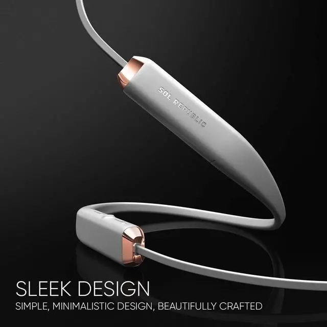 Alt view image 3 of 5 - Sol Republic Shadow Bluetooth Wireless Noise Cancelling Neckband Headphones, Grey/Rose Gold