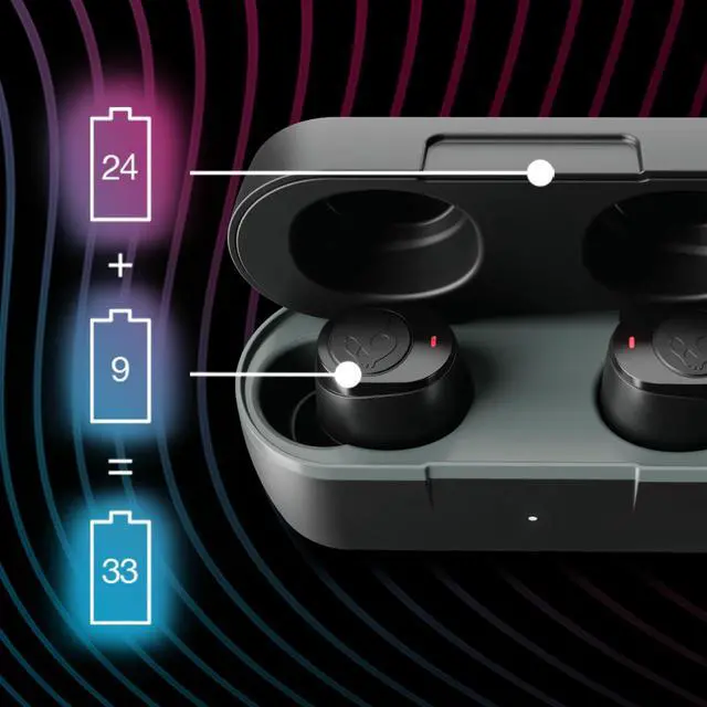 Alt view image 5 of 5 - Skullcandy Jib True 2 Wireless Earbuds, Bluetooth Headphones, Up to 33 Hours Battery with Charging Case, Noise Isolating Fit, Sweat and Water Resistant, Microphone for iPhone Android - True Black