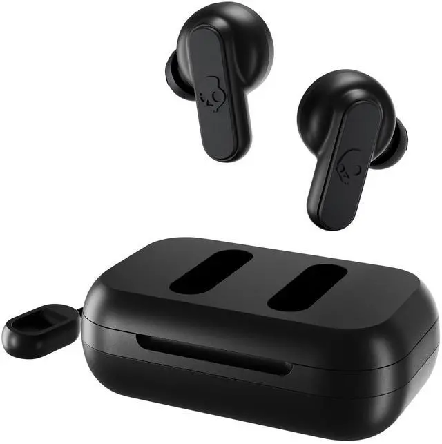 Main image of Skullcandy Dime 2 Wireless Earbuds, Bluetooth Headphones, Noise Isolating Fit, Up to 12 Hours Battery, Microphone for iPhone Android, Easy Carry with Integrated Lanyard - True Black