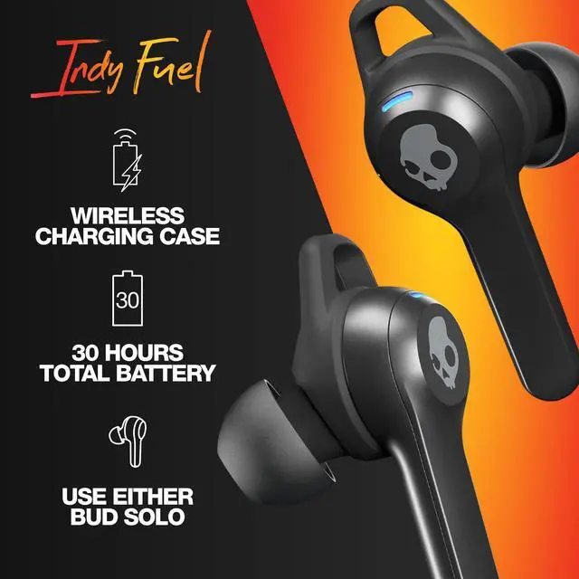Alt view image 3 of 5 - Skullcandy Indy Fuel In-Ear Wireless Earbuds, Wireless Charging, 30 Hr Battery, Microphone, Works with iPhone Android and Bluetooth Devices - Black