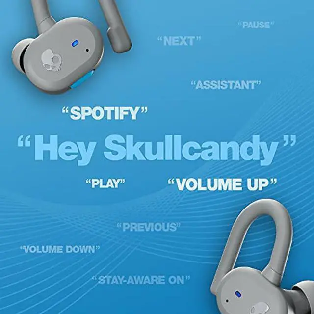 Alt view image 4 of 5 - Skullcandy Push Active In-Ear Wireless Earbuds, 43 Hr Battery, Skull-iQ, Alexa Enabled, Microphone, Works with iPhone Android and Bluetooth Devices - Light Grey/Blue