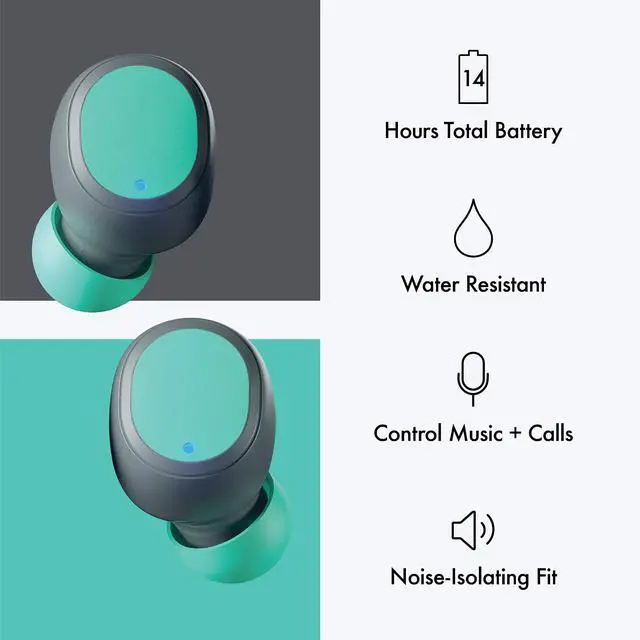 Alt view image 4 of 5 - VINYL by Skullcandy True Wireless Bluetooth Earbuds Grey/Teal (V2VYW-N299)