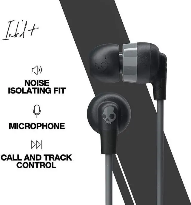 Alt view image 2 of 4 - Skullcandy Ink'd Plus in-Ear Earbuds - Black - 2 Pack