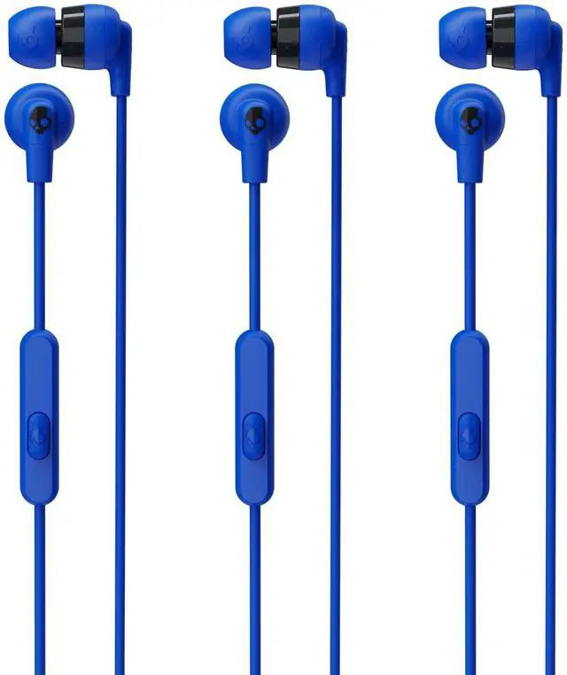 Main image of Skullcandy Inkd+ Wired Earbuds with 3.5mm Plug, Noise Isolating Fit, Built-in Microphone Call and Track Control, Ear Gel Sizes Included for Custom Fit, Convenient for Travel (3 Pack) - Cobalt Blue