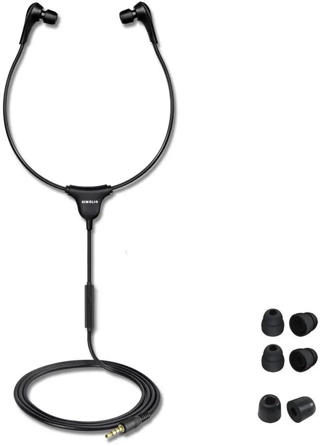 Main image of SIMOLIO Stereo Headset with Mic, Light Weight Stethoscope Transcription Headset with Volume Control and Soft Memory Foam Ear-Tips, 4.9FT Audio Cord, 3.5mm Plug Wired PC Headphones, SM-901M