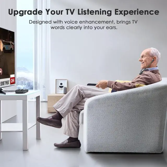 Alt view image 2 of 5 - SIMOLIO Digital Wireless Headphones for TV with Clear Dialog, Wireless TV Headset System with Balance Control & Ambient Sound Listener, Earbuds with Transmitter Connect to Smart & Analog Television