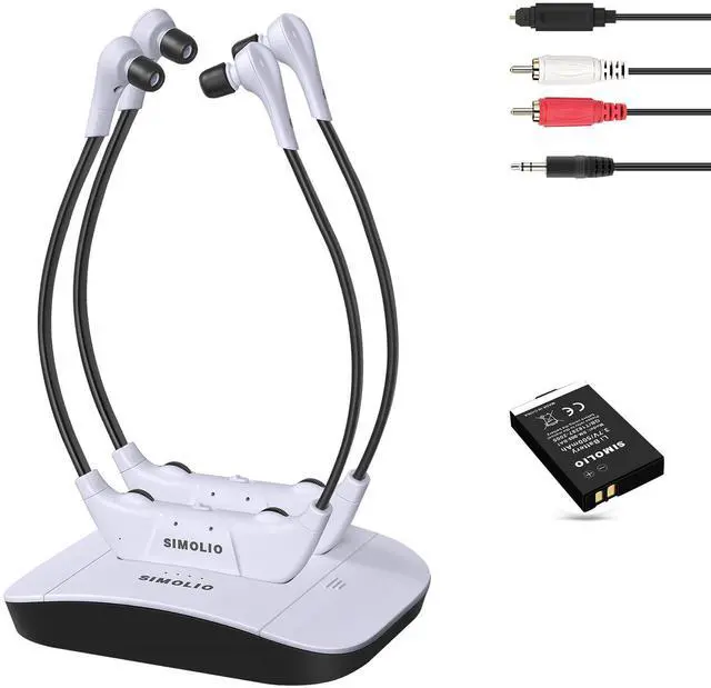 Main image of SIMOLIO 2.4G Dual Wireless TV Headsets with Optical in for Seniors and The Elderly, Extra Battery for Replacement, 164ft Range, No delay