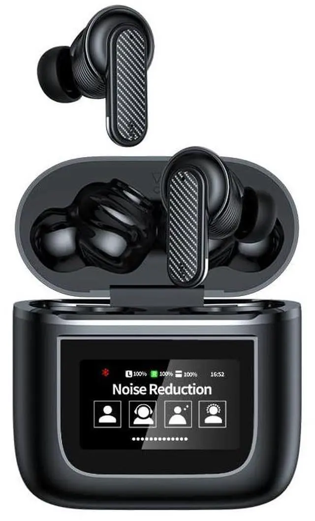 Main image of URIZONS ANC Noise Cancellation Message Notification Bluetooth in-Ear Earbuds - Multi-Functional Wireless in Ear Headphones with LCD Screen Touch Control Display 16 Countries Language TWS Earphones