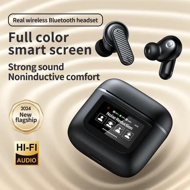Alt view image 4 of 5 - URIZONS ANC Noise Cancellation Message Notification Bluetooth in-Ear Earbuds - Multi-Functional Wireless in Ear Headphones with LCD Screen Touch Control Display 16 Countries Language TWS Earphones
