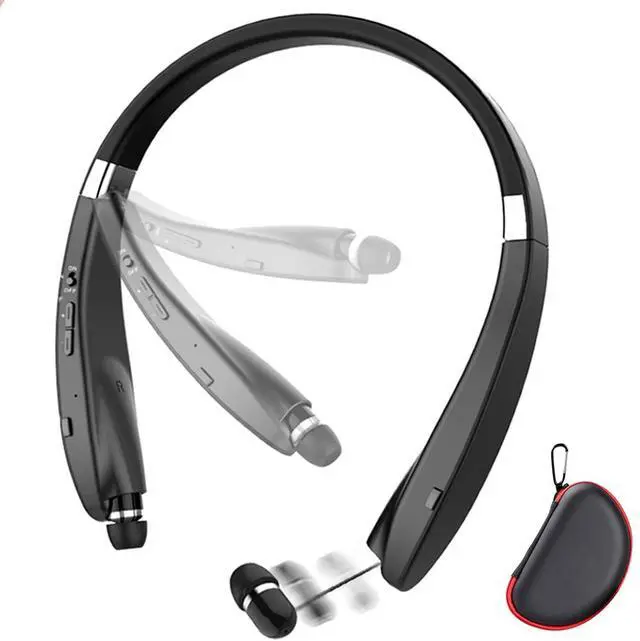 Main image of Foldable Bluetooth Headset, Beartwo Lightweight Retractable Bluetooth Headphones for Sports&Exercise, Noise Cancelling Stereo Neckband Wireless Headset (with carry case)