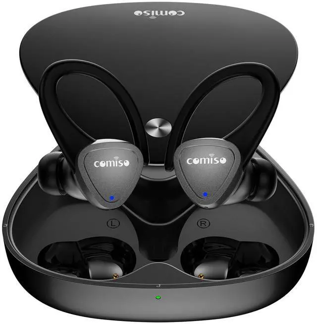 Main image of comiso Wireless Earbuds Bluetooth Headphones-5.3 Headphone Sport with Noise Cancelling Mic, Stereo Bass Over Ear Buds with Earhooks, Charging Case, 60H in Ear Bluetooth Earphone for Workout Running