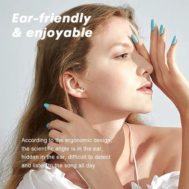 Alt view image 3 of 5 - Invisible Tiny Wireless Earbuds Bluetooth Mini Smallest Wireless Earbuds for Side Sleepers Noise Cancelling Invisible Ear Buds for Sleeping Comfort Mini Sleepbuds Hidden Headphones for Work Blue