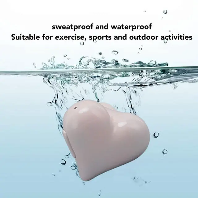 Alt view image 3 of 5 - Heart Shape Earphones Earbuds, HiFi Stereo Bluetooth 5.3 Headphones with Charging Case, in Ear Bluetooth Earphones, 20Hrs Playtime for Lover Couples Sport Travel (Pin)