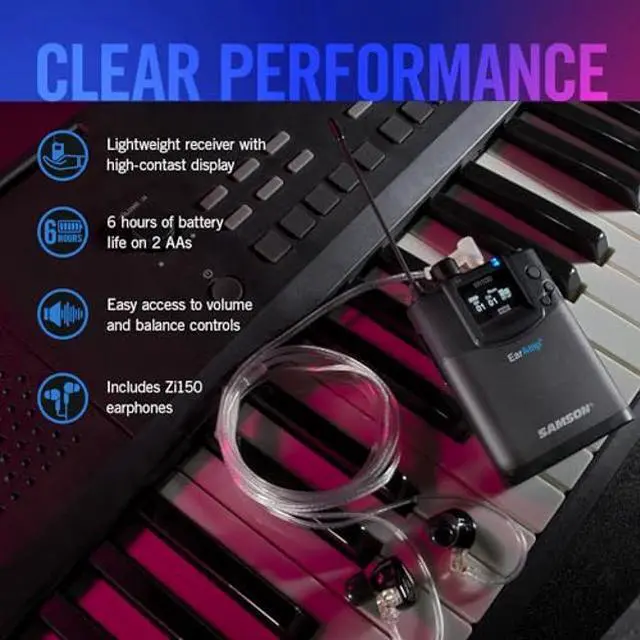 Alt view image 2 of 5 - Samson EarAmp® EWM100 Professional Stereo in-Ear Wireless System with Zi150 Earphones for Stage or Studio