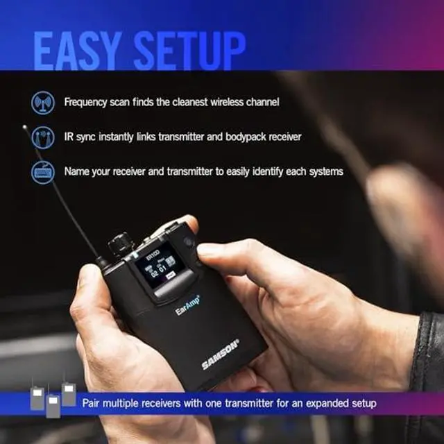 Alt view image 4 of 5 - Samson EarAmp® EWM100 Professional Stereo in-Ear Wireless System with Zi150 Earphones for Stage or Studio