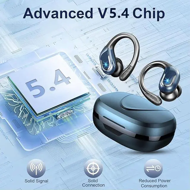 Alt view image 2 of 5 - Wireless Earbuds Sport, Bluetooth 5.4 Headphones 2024 Bluetooth Earbuds with 75Hrs Stereo, 4 ENC Mic, Over-Ear Buds with Earhooks Noise Canceling Earphones , IP7 Waterproof Headset for Workout/Running