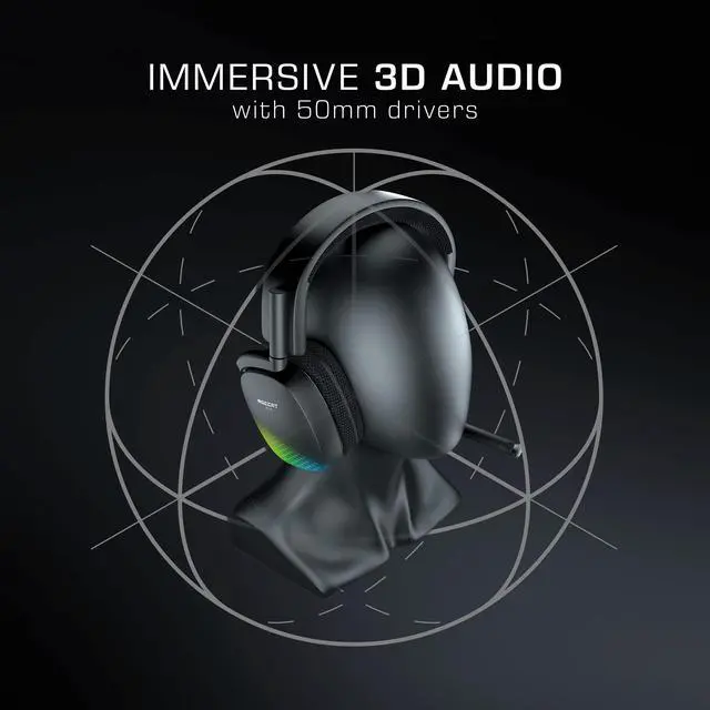 Alt view image 2 of 5 - ROCCAT Syn Pro Air - Wireless 3D Audio Surround Sound Lightweight PC Gaming Headset with AIMO RGB Lighting and All-day Battery Life - Black