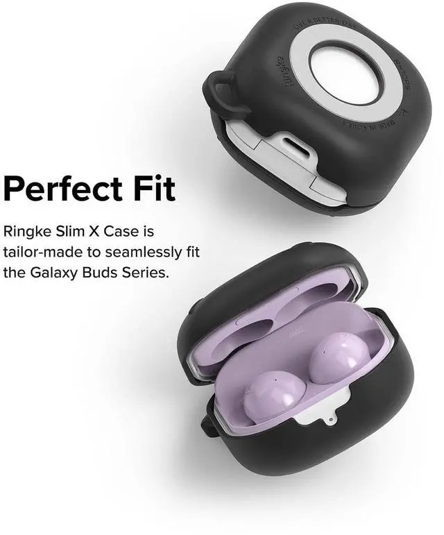 Alt view image 3 of 5 - Ringke Slim-X Case for Samsung Galaxy Buds 2 Pro (2022), Galaxy Buds 2, Galaxy Buds Pro, Galaxy Buds Live Anti-Scratch Protective Case PC Solid Protective Cover with Carabiner  Matte Black