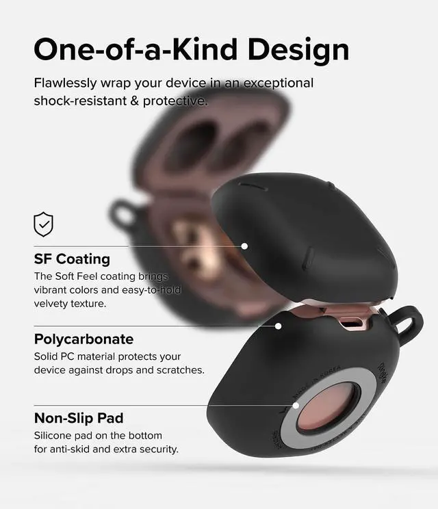 Alt view image 5 of 5 - Ringke Slim-X Case for Samsung Galaxy Buds 2 Pro (2022), Galaxy Buds 2, Galaxy Buds Pro, Galaxy Buds Live Anti-Scratch Protective Case PC Solid Protective Cover with Carabiner  Matte Black