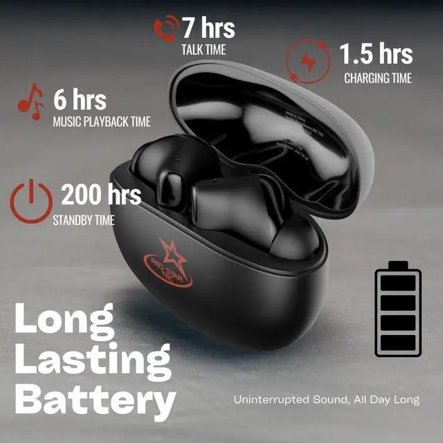 Alt view image 3 of 5 - T-90 BoomSounZ Sweatproof Wireless Earbuds  ENC Noise Cancelling Ear buds with Dual Mode for Music & Gaming, Deep Bass Touch Controls, Fast Charging Long Battery Life, Secure Fit for Workouts & Calls