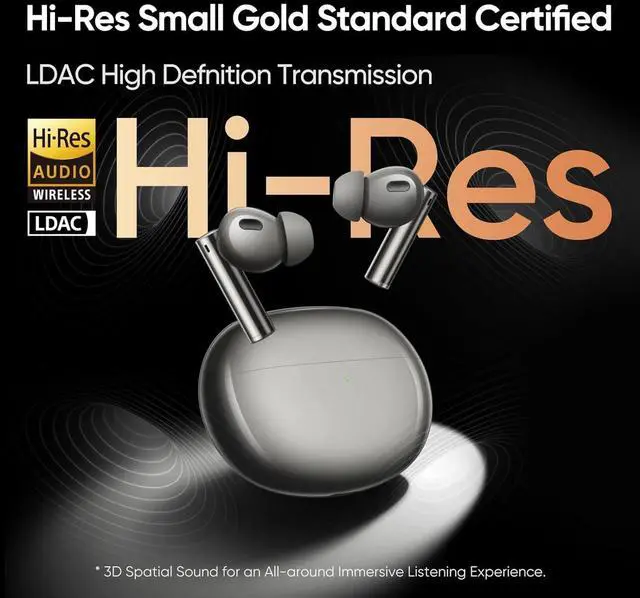 Alt view image 5 of 5 - realme Buds Air 6 Pro True Wireless Earbuds, 50dB Noise Reduction, ANC to Ears and Environment, Hi-Res Sound, LDAC, 3D Audio, 40H Battery, Wireless Charging, Bluetooth 5.3 - (Titanium Twilight)