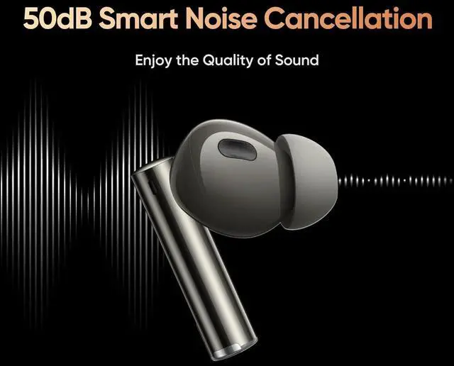 Alt view image 3 of 5 - realme Buds Air 6 Pro True Wireless Earbuds, 50dB Noise Reduction, ANC to Ears and Environment, Hi-Res Sound, LDAC, 3D Audio, 40H Battery, Wireless Charging, Bluetooth 5.3 - (Titanium Twilight)