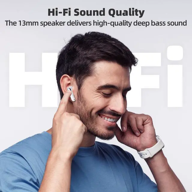 Alt view image 4 of 5 - Wireless Earbuds Bluetooth 5.3 Earbuds,40H Playtime, ENC Noise Cancelling Mic,13mm Deep Bass,Remote Control for TikTok,YouTube Shorts Like,Ear Buds,Wireless Bluetooth Headphones (White)