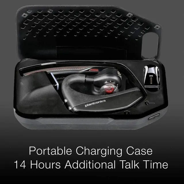 Alt view image 2 of 5 - Plantronics 206110-01 (Poly) 5200-UC Bluetooth Headset Bundle. Includes Headset, Charging case, Wall Plug, earpieces and Yismo Water-Resistant Carry case. PC, Mac, Android and Most Software.