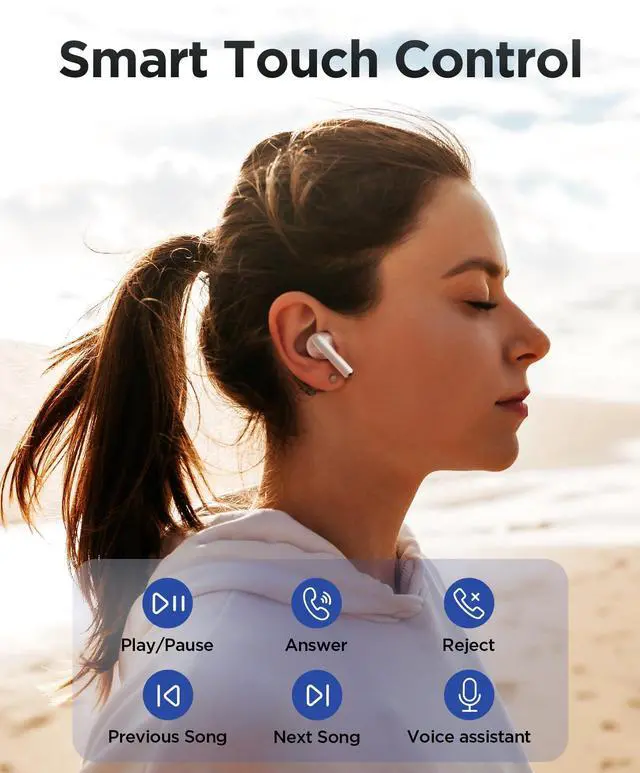 Alt view image 2 of 5 - PISEN Wireless Earbuds in-Ear Headphones & Mag-Safe Portable Power Bank, Bluetooth 5.3 Deep Bass Hi-Fi Stereo Ear Buds & 10000mAh Wireless Foldable Charger 30W PD Fast Charging Magnetic, White