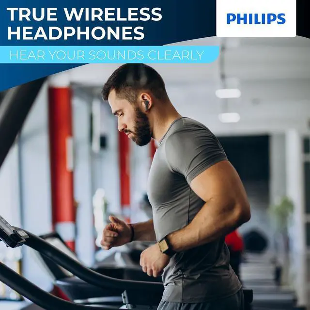 Alt view image 3 of 5 - PHILIPS True Wireless Earbuds, TWS Bluetooth 5.3 Headphones, 13mm Drivers, AI Mic for Clear Calls, IPX4 Waterproof, 15 Hours Playtime, Compatible w/iPhone Android & Bluetooth Devices, TAT1138