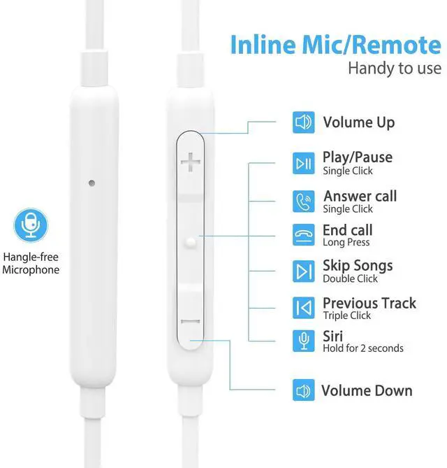 Alt view image 2 of 5 - ADPROTECH Lightning Headphones Earphones Magnetic Earbuds in-Ear MFi Certified with Microphone Controller for Sports Workout Compatible with iPhone 14/13/12/11/Pro Max/Xr/Xs Max/X White