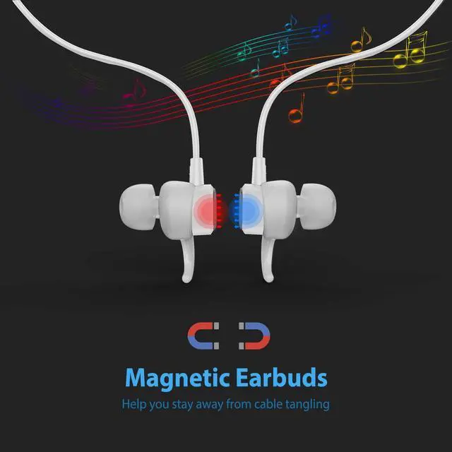 Alt view image 4 of 5 - ADPROTECH Lightning Headphones Earphones Magnetic Earbuds in-Ear MFi Certified with Microphone Controller for Sports Workout Compatible with iPhone 14/13/12/11/Pro Max/Xr/Xs Max/X White