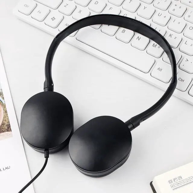 Alt view image 2 of 5 - OSSZIT Classroom Kids Headphones Bulk 100 Pack Class Set of Headphones for Students Children Toddler Boys Girls Teen and Adult (Black)