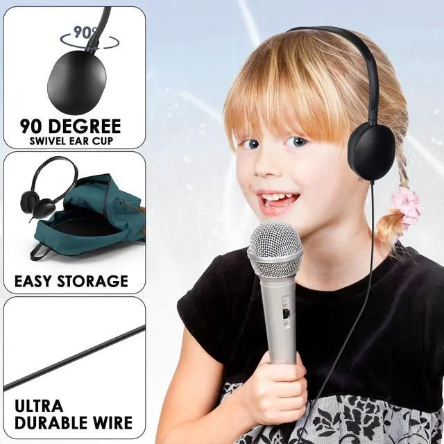 Alt view image 5 of 5 - OSSZIT Classroom Kids Headphones Bulk 100 Pack Class Set of Headphones for Students Children Toddler Boys Girls Teen and Adult (Black)