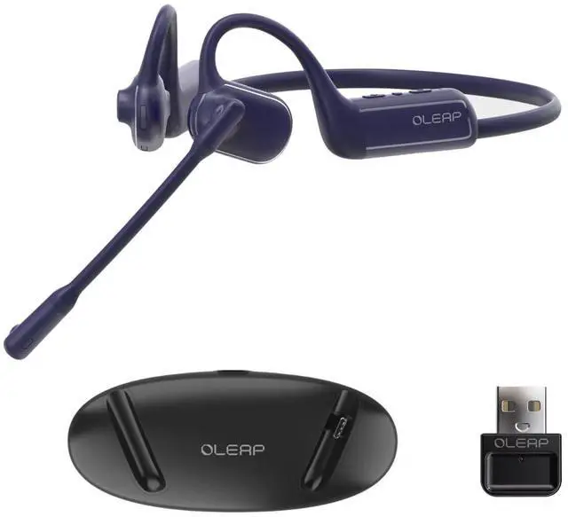 Main image of oleap Pilot P200b Pro Open Ear Noise Cancelling Headset Wireless Bluetooth with Charging Stand, 50dB ENC Call Noise Elimination
