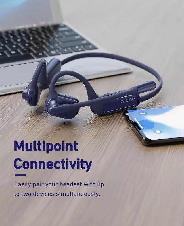 Alt view image 4 of 5 - oleap Pilot P200b Pro Open Ear Noise Cancelling Headset Wireless Bluetooth with Charging Stand, 50dB ENC Call Noise Elimination