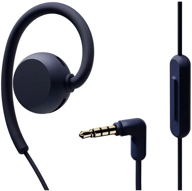 Main image of nwm Wired On-Ear Speakers (Open Ear Earphones) Prevents Sound Leakage with PSZ Technology Including Microphone Designed by NTT Sonority in Japan | Navy Blue