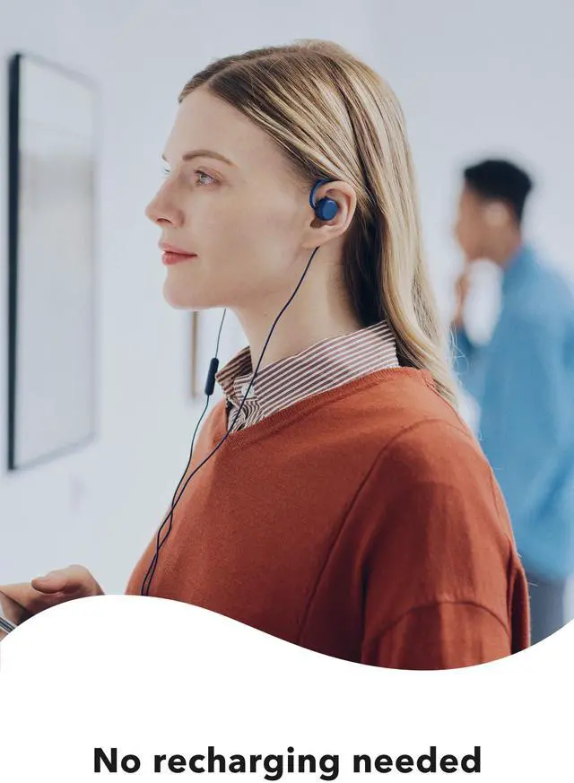 Alt view image 4 of 5 - nwm Wired On-Ear Speakers (Open Ear Earphones) Prevents Sound Leakage with PSZ Technology Including Microphone Designed by NTT Sonority in Japan | Navy Blue