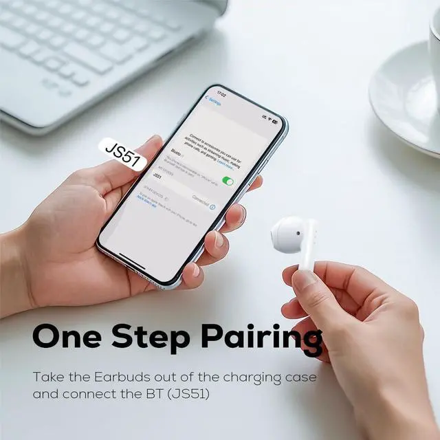 Alt view image 5 of 5 - Nisheng 2025 Wireless Earbuds - Low Latency, Long Battery Life, Sound Isolation, with Mic for Gaming, Sports, and Music, Gaming Headset | Type-C Charging, Headphones for Boyfriend/Girlfriend (White)